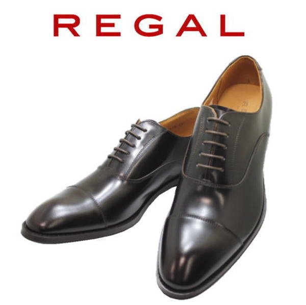 画像1: REGAL(リーガル)811R AL 茶色（ダークブラウン）ストレートチップ革靴 本革（レザー）ワイド 日本製 (1)