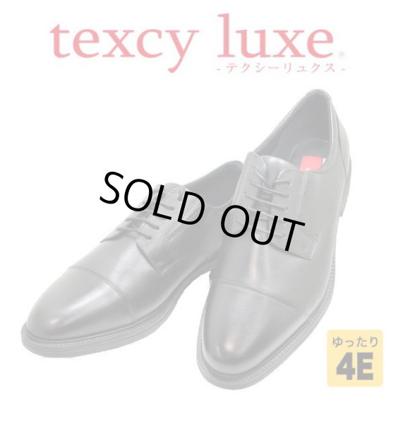 画像1: アシックス商事 TEXCY-LUXE TU7796 黒4E メンズビジネスシューズ ウォーキングシューズ 幅広 軽量 本革（レザー） (1)