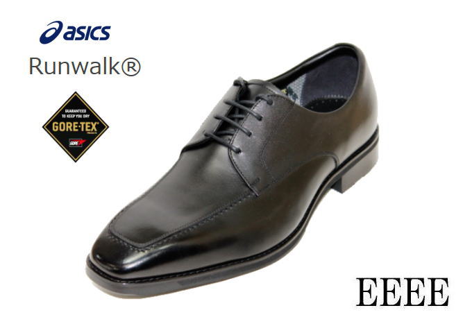 本革ウォーキングシューズ アシックス RUNWALK WR410L 黒 ４Ｅ GORE-TEX ASICS メンズビジネスシューズ  ウォーキングビジネス 靴 ゴアテックス メンズ ビジネス