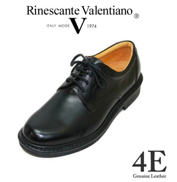 本革幅広4Eカジュアル カネカ バレンチノ3023黒 プレーントゥー メンズウォーキングシューズ ビジネス ウォーキングシューズ 靴