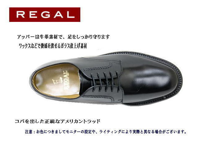 REGAL（リーガル） 2504NA 黒色プレーントゥー革靴 メンズ ビジネス ...